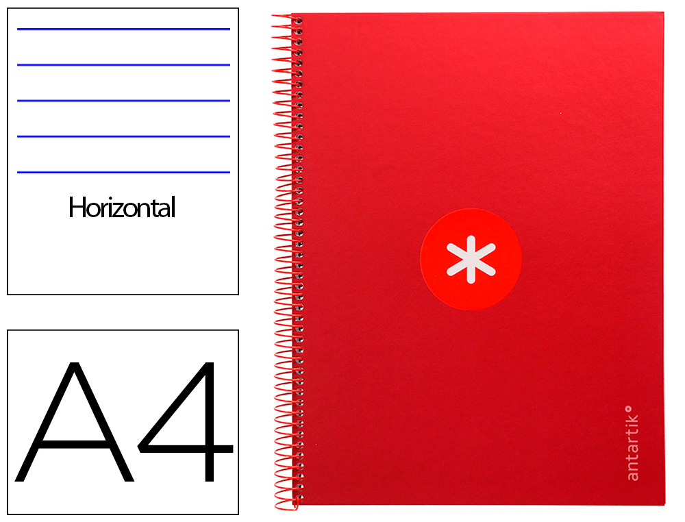 CUADERNO ESPIRAL A4 MICRO ANTARTIK TAPA FORRADA80H 90 GR HORIZONTAL 1 BANDA 4 TALADROS COLOR FRAMBUESA