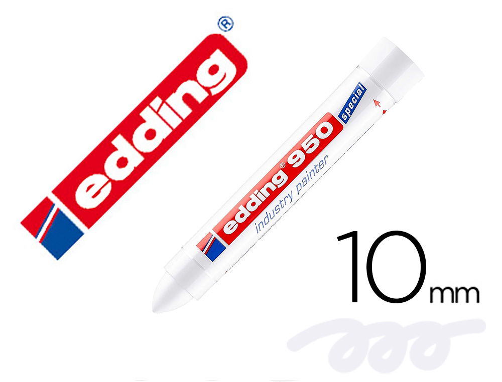 MARCADOR EDDING PERMANENTE 950 PASTA OPACA BLANCO PUNTA REDONDA 10 MM PARA SUPERFICIES OXIDADAS/RUGOSAS