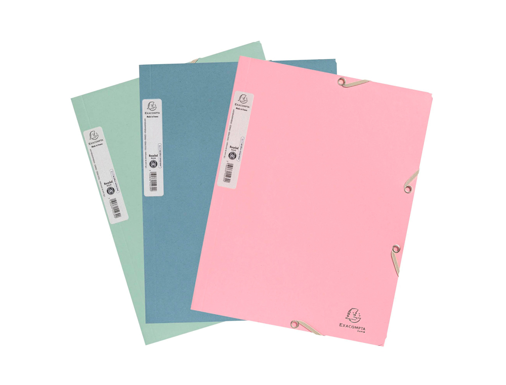 CARPETA EXACOMPTA AUTENTIK GOMAS CARTON RECICLADO TRES SOLAPAS DIN A4+ PACK DE 6 COLORES SURTIDOS