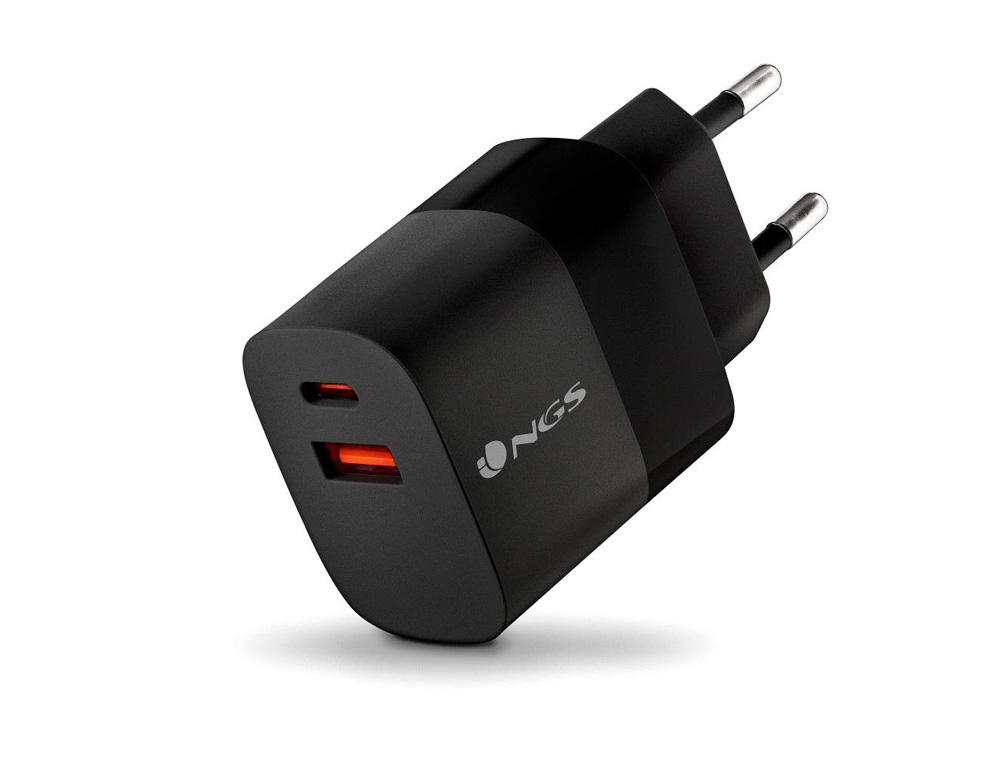 CARGADOR NGS DE PARED GAN ULTRARAPIDO PARA PORTATIL 33W USB-C + USB-A