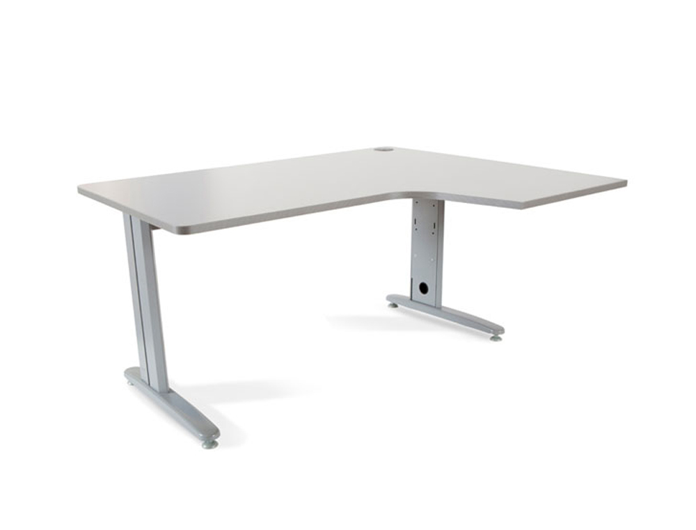 MESA ROCADA SERIE METAL 160X120 CM DERECHA ACABADO AC02 GRIS