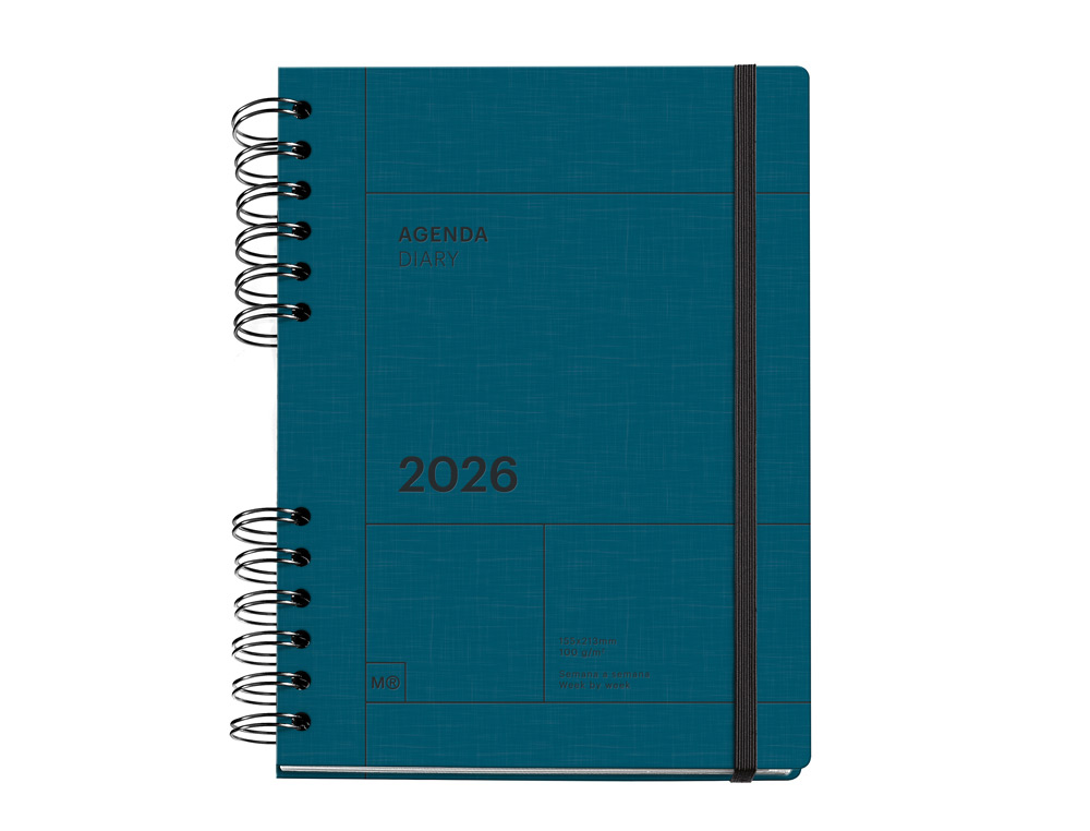 AGENDA ESPIRAL WIRE-O MIQUELRIUS 2026 PLUS BASIC SEMANA VISTA 155X213 MM COLOR AZUL