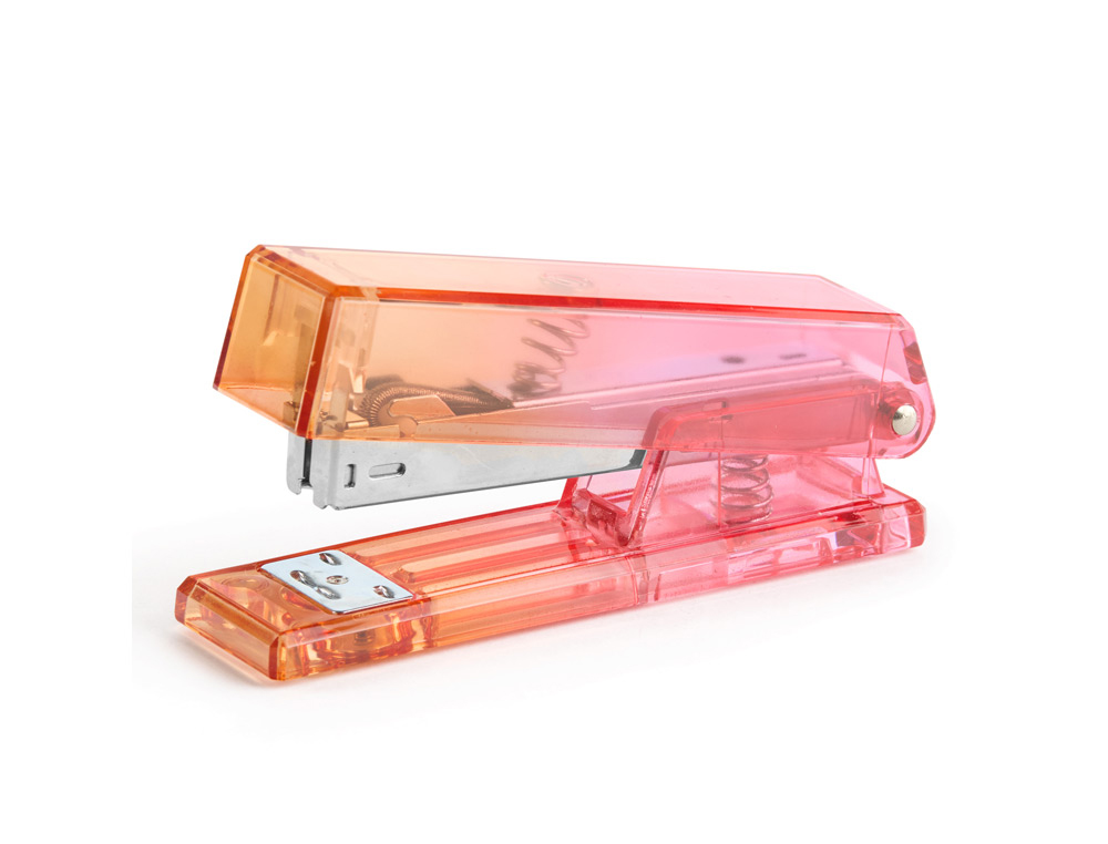 GRAPADORA MIQUELRIUS PLASTICO CAPACIDAD 20 HOJAS NARANJA/ROJO TRANSPARENTE USA GRAPAS 24/6