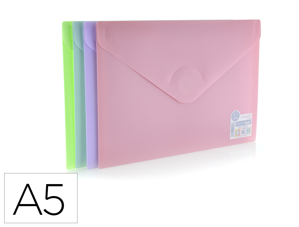 CARPETA OFFICE BOX DOSSIER V-LOCK DIN A5 CIERRE VELCRO COLORES PASTEL SURTIDOS