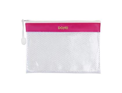 BOLSA MULTIUSOS DOHE PVC DIN A5 APERTURA SUPERIOR CON CREMALLERA ROSA