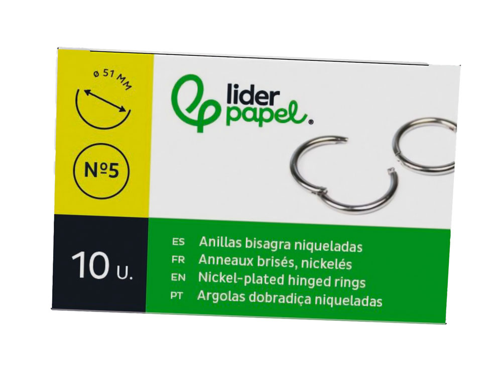 ANILLA BISAGRA LIDERPAPEL NIQUELADA N.5 DIAMETRO 51 MM CAJA DE 10 UNIDADES