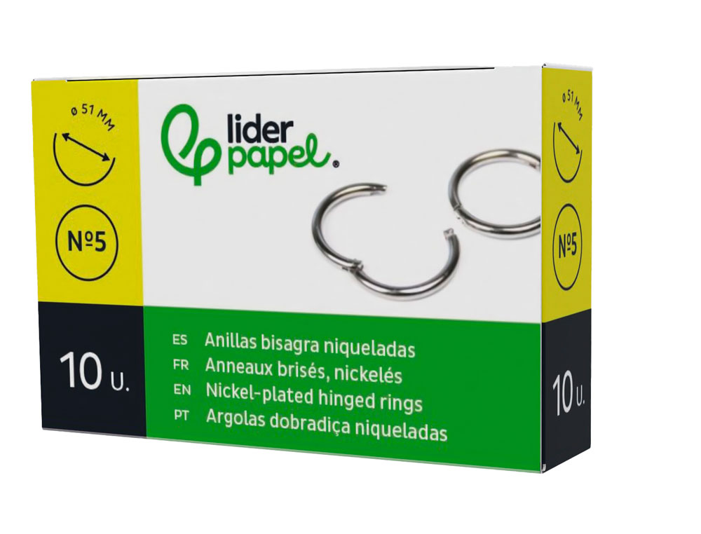 ANILLA BISAGRA LIDERPAPEL NIQUELADA N.5 DIAMETRO 51 MM CAJA DE 10 UNIDADES