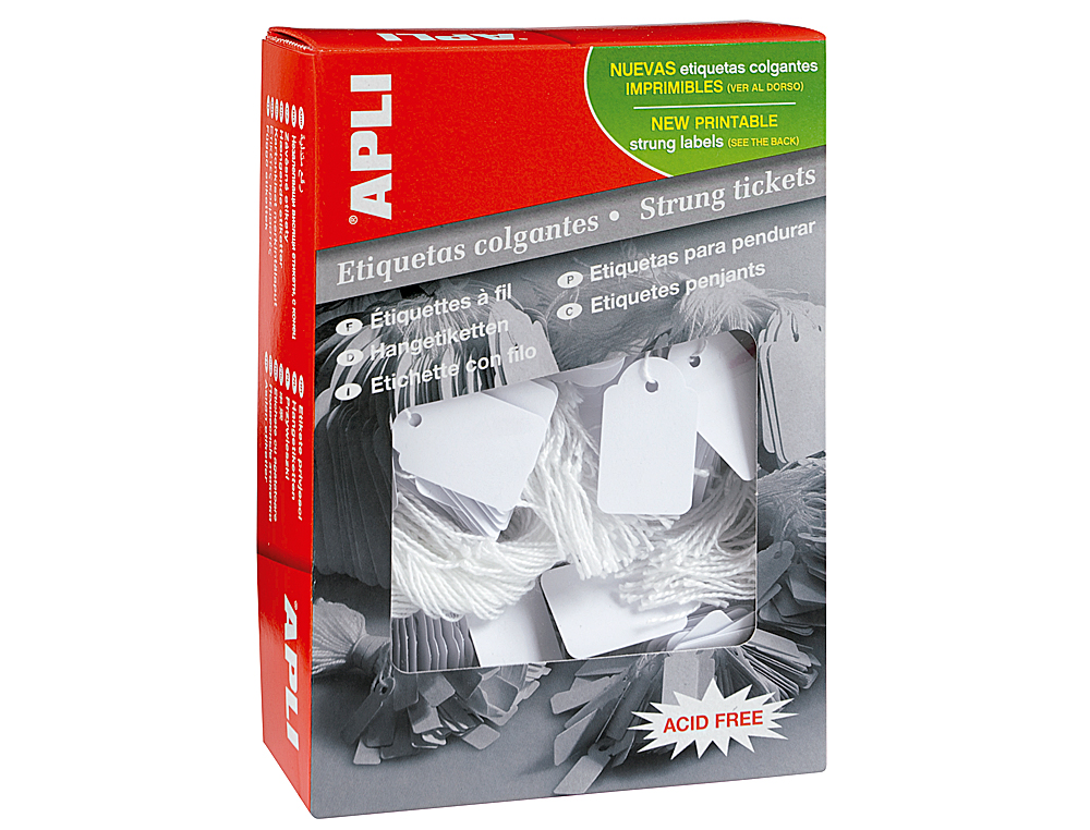 ETIQUETAS COLGANTES APLI 390 22X35 MM CAJA DE 500 UNIDADES