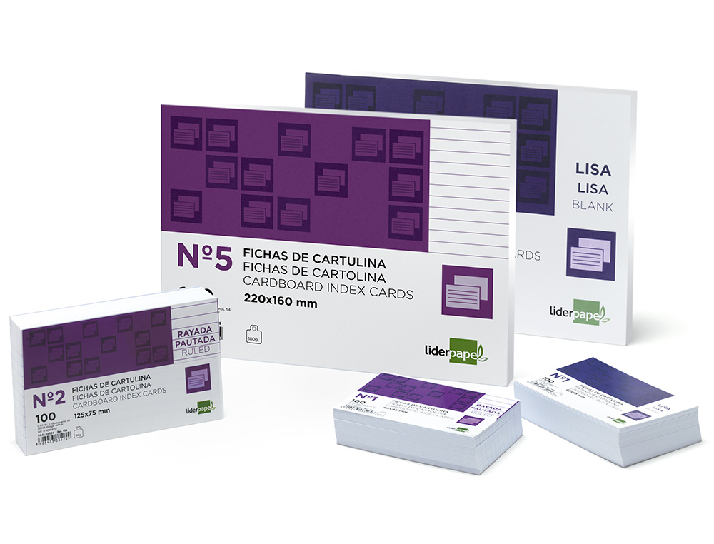 FICHA LIDERPAPEL LISA N3 100X150MM PAQUETE DE 100 180G