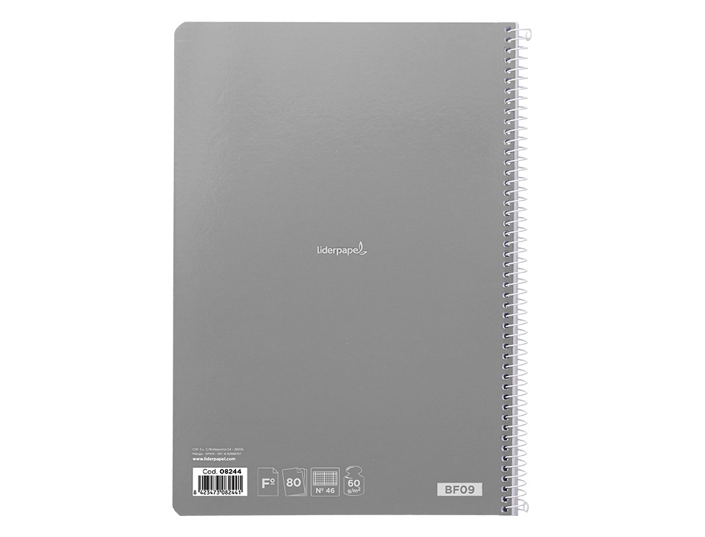 CUADERNO ESPIRAL LIDERPAPEL FOLIO SMART TAPA BLANDA 80H 60GR RAYADO N46 COLORES SURTIDOS