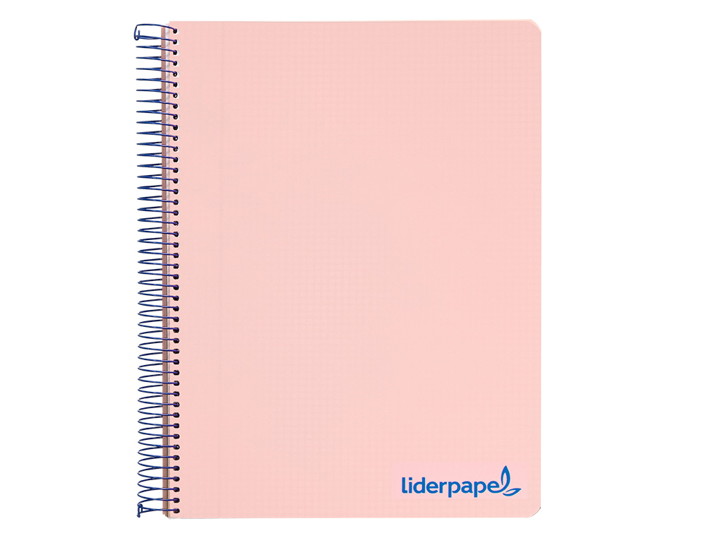 CUADERNO ESPIRAL LIDERPAPEL A4 MICRO WONDER TAPA PLASTICO 120H 90GR CUADRO 5MM 5 BANDAS 4 TALADROS COLOR ROSA