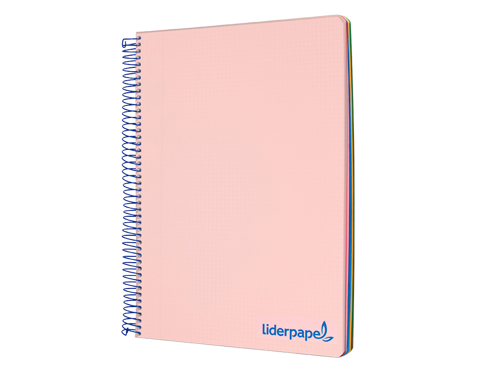 CUADERNO ESPIRAL LIDERPAPEL A4 MICRO WONDER TAPA PLASTICO 120H 90GR CUADRO 5MM 5 BANDAS 4 TALADROS COLOR ROSA