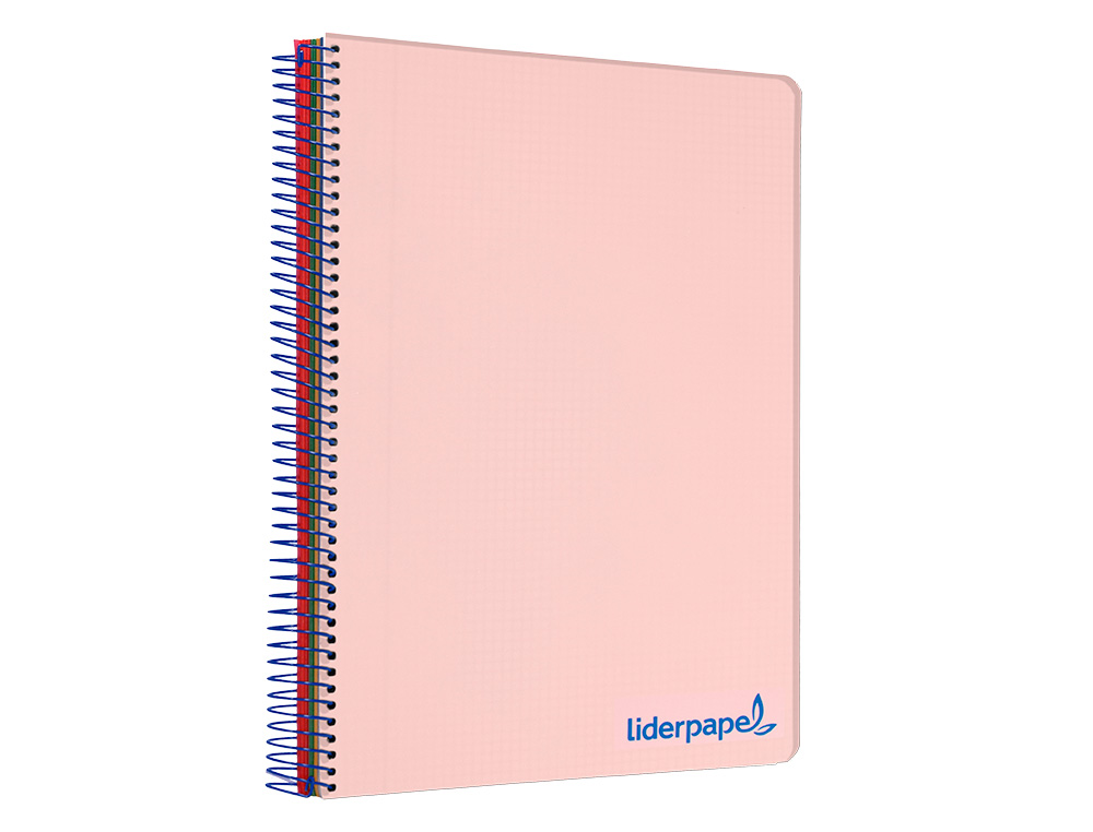CUADERNO ESPIRAL LIDERPAPEL A4 MICRO WONDER TAPA PLASTICO 120H 90GR CUADRO 5MM 5 BANDAS 4 TALADROS COLOR ROSA