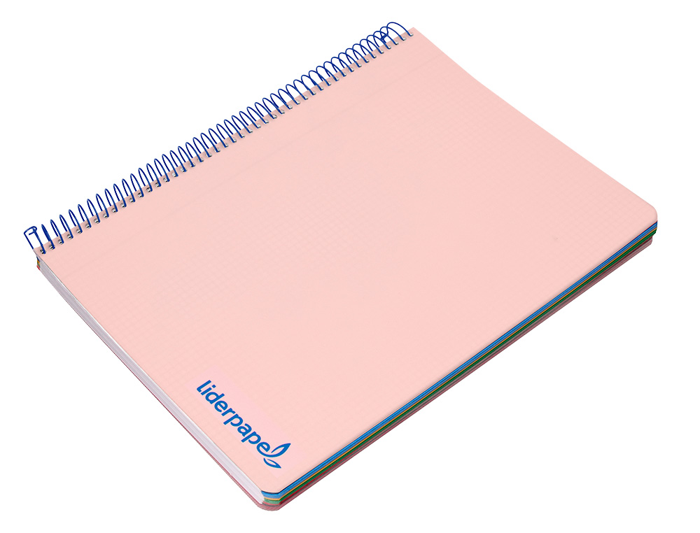 CUADERNO ESPIRAL LIDERPAPEL A4 MICRO WONDER TAPA PLASTICO 120H 90GR CUADRO 5MM 5 BANDAS 4 TALADROS COLOR ROSA