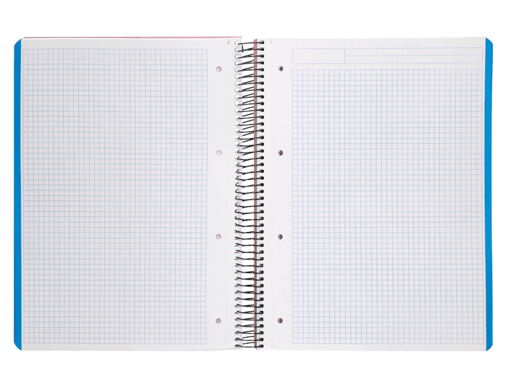 CUADERNO ESPIRAL LIDERPAPEL A4 MICRO WONDER TAPA PLASTICO 120H 90GR CUADRO 5MM 5 BANDAS 4 TALADROS COLOR ROSA