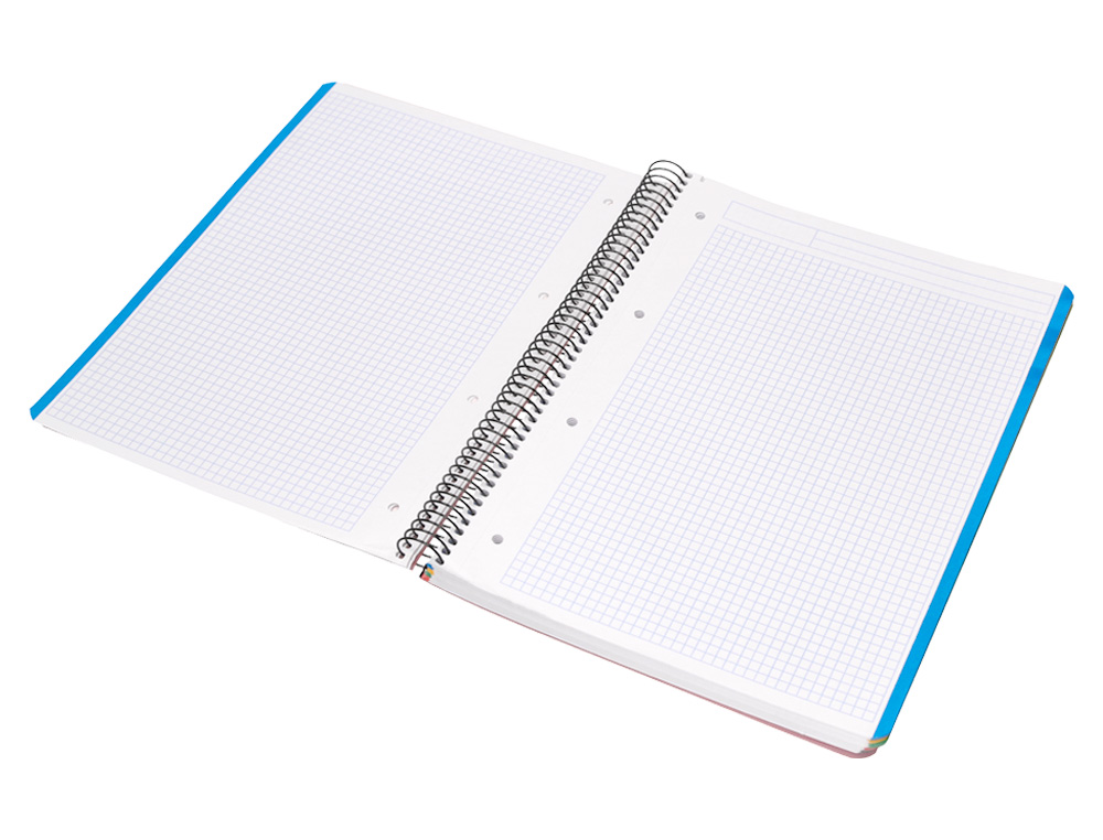 CUADERNO ESPIRAL LIDERPAPEL A4 MICRO WONDER TAPA PLASTICO 120H 90GR CUADRO 5MM 5 BANDAS 4 TALADROS COLOR ROSA