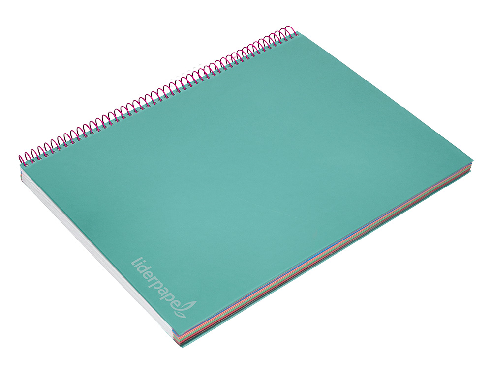 CUADERNO ESPIRAL LIDERPAPEL A4 MICRO JOLLY TAPA FORRADA 140H 75 GR CUADRO 5MM 5 BANDAS4 TALADROS COLOR TURQUESA