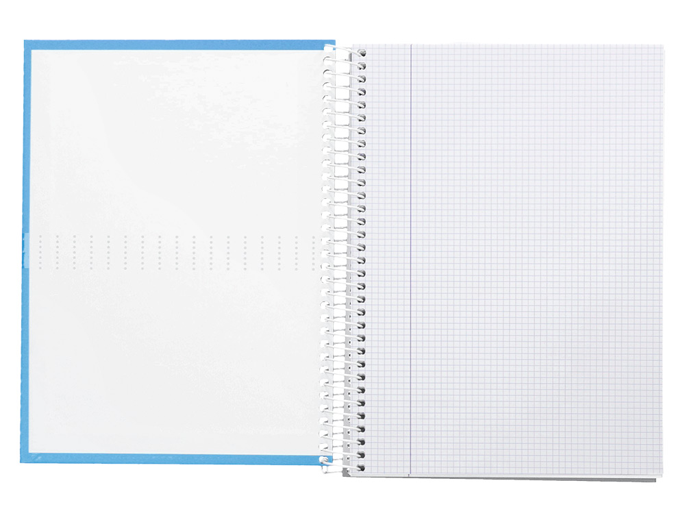 CUADERNO ESPIRAL LIDERPAPEL A4 CRAFTY TAPA FORRADA 80H 90GR CUADRO 4MM CON MARGEN COLOR CELESTE