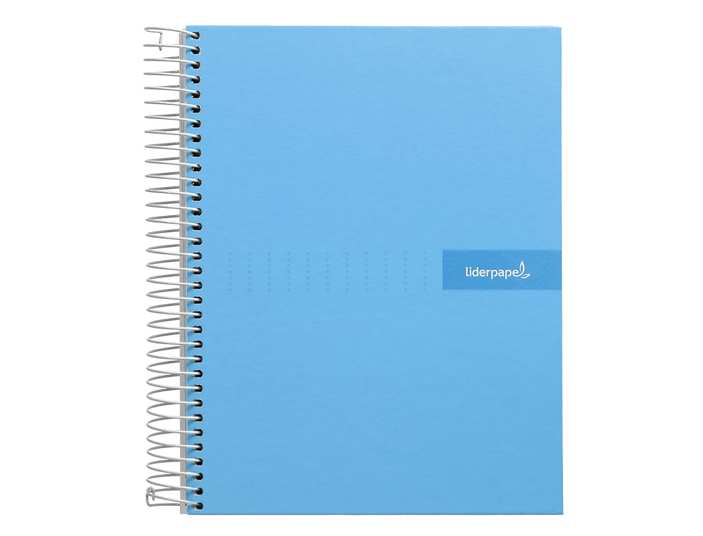 CUADERNO ESPIRAL LIDERPAPEL A4 CRAFTY TAPA FORRADA 80H 90GR CUADRO 4MM CON MARGEN COLOR CELESTE