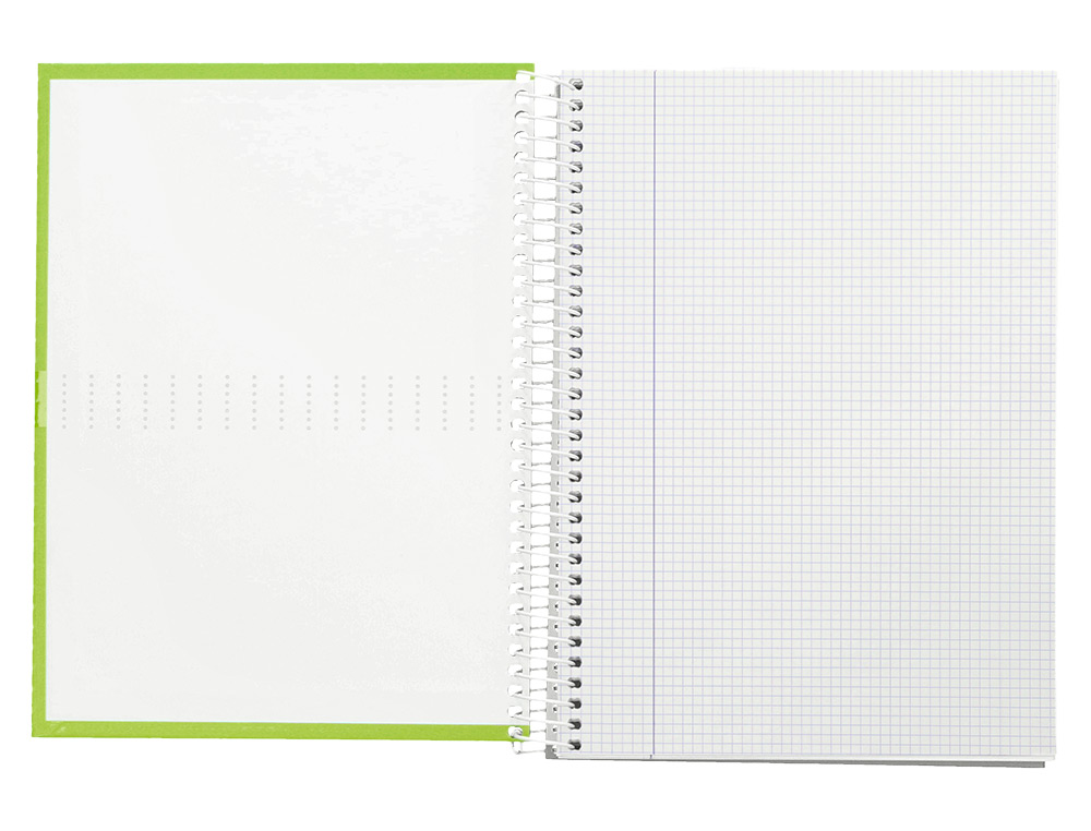 CUADERNO ESPIRAL LIDERPAPEL A4 CRAFTY TAPA FORRADA 80H 90GR CUADRO 4MM CON MARGEN COLOR VERDE