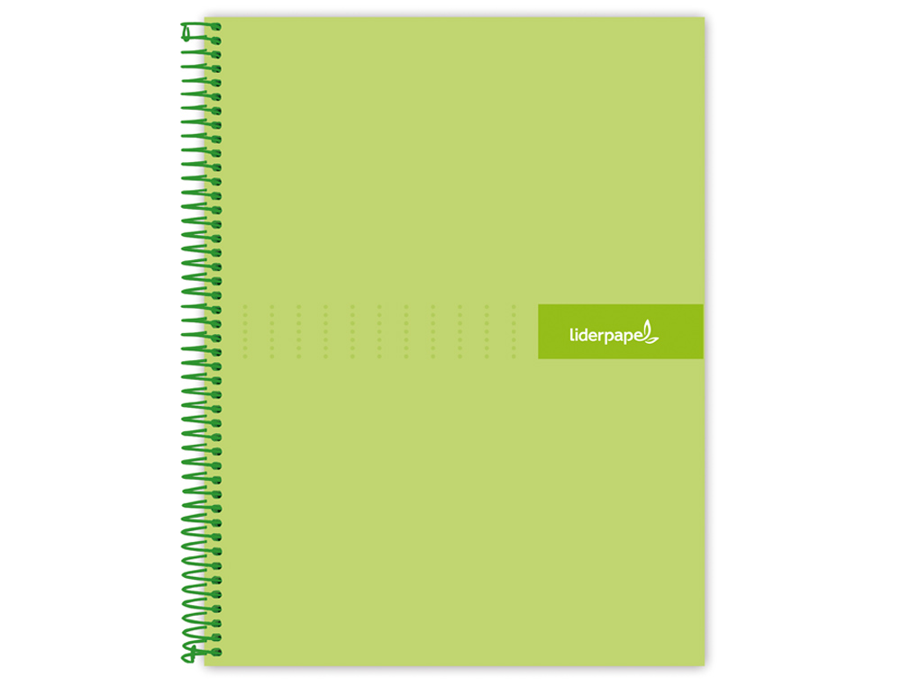 CUADERNO ESPIRAL LIDERPAPEL A4 CRAFTY TAPA FORRADA 80H 90GR CUADRO 4MM CON MARGEN COLOR VERDE