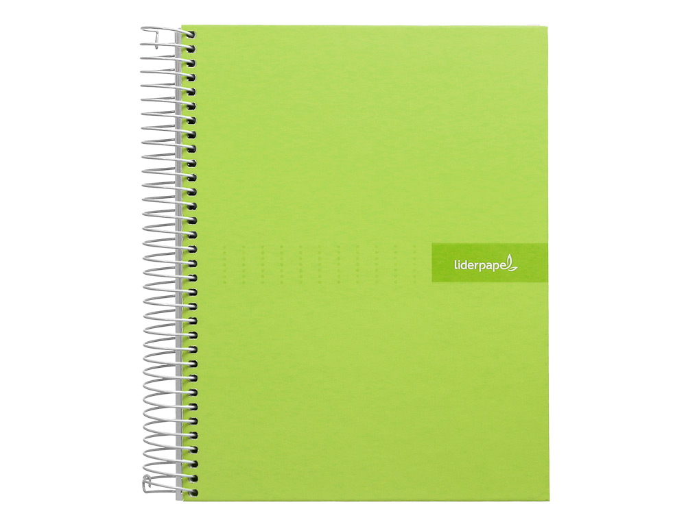 CUADERNO ESPIRAL LIDERPAPEL A4 CRAFTY TAPA FORRADA 80H 90GR CUADRO 4MM CON MARGEN COLOR VERDE