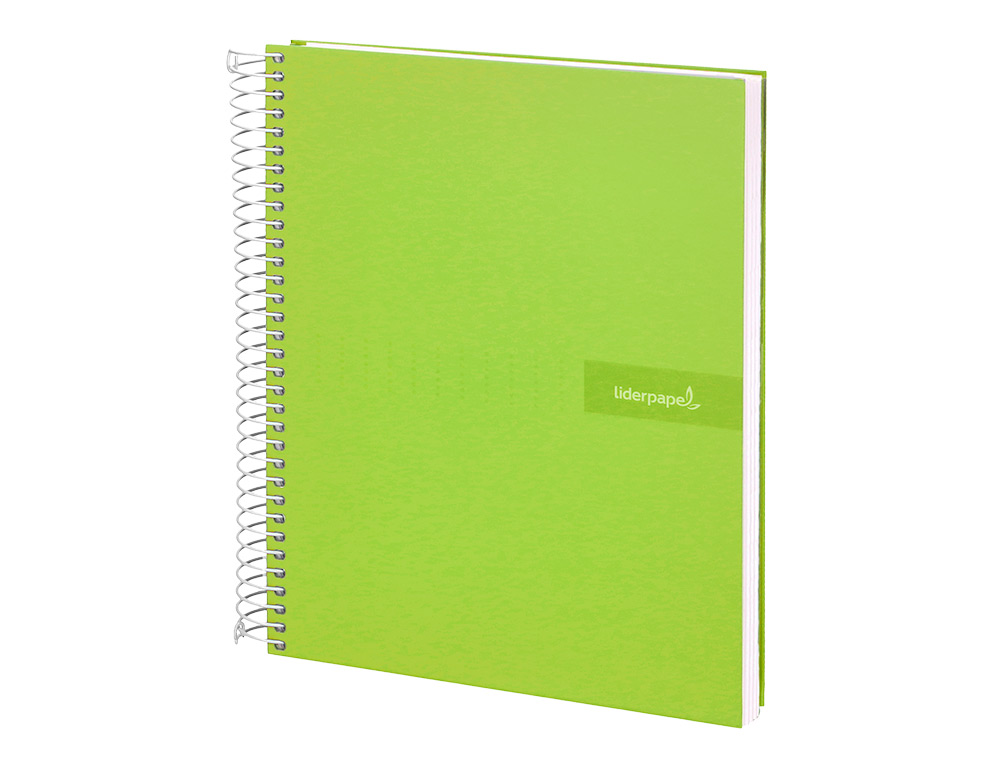 CUADERNO ESPIRAL LIDERPAPEL A4 CRAFTY TAPA FORRADA 80H 90GR CUADRO 4MM CON MARGEN COLOR VERDE