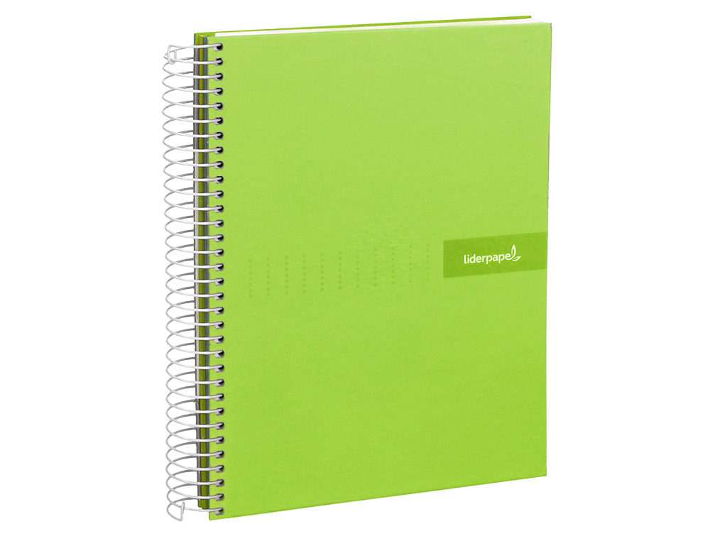 CUADERNO ESPIRAL LIDERPAPEL A4 CRAFTY TAPA FORRADA 80H 90GR CUADRO 4MM CON MARGEN COLOR VERDE