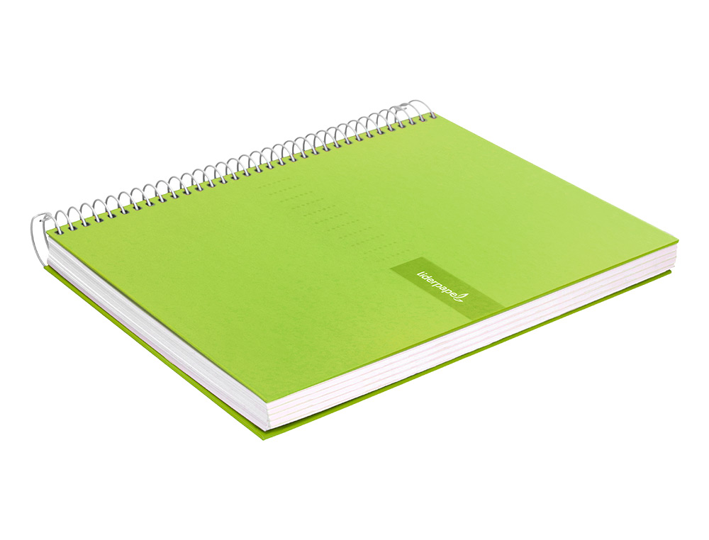 CUADERNO ESPIRAL LIDERPAPEL A4 CRAFTY TAPA FORRADA 80H 90GR CUADRO 4MM CON MARGEN COLOR VERDE