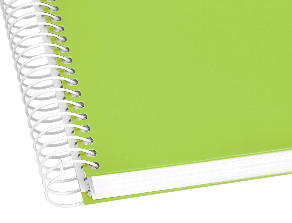 CUADERNO ESPIRAL LIDERPAPEL A4 CRAFTY TAPA FORRADA 80H 90GR CUADRO 4MM CON MARGEN COLOR VERDE