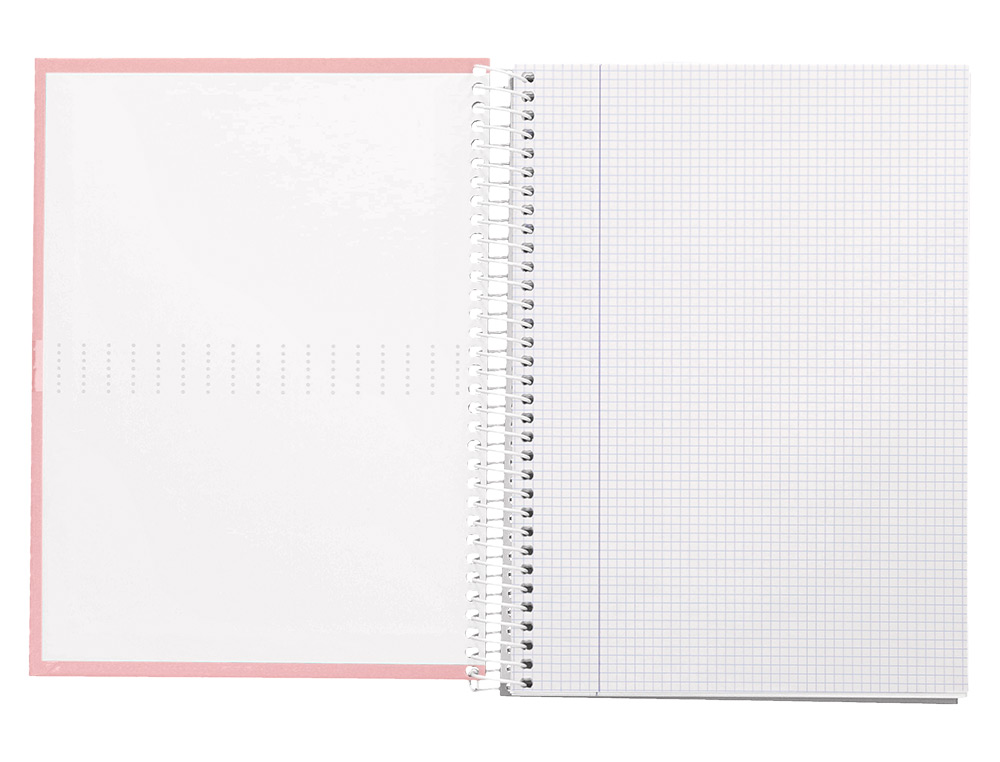 CUADERNO ESPIRAL LIDERPAPEL A4 CRAFTY TAPA FORRADA 80H 90GR CUADRO 4 MM CON MARGEN COLOR ROSA