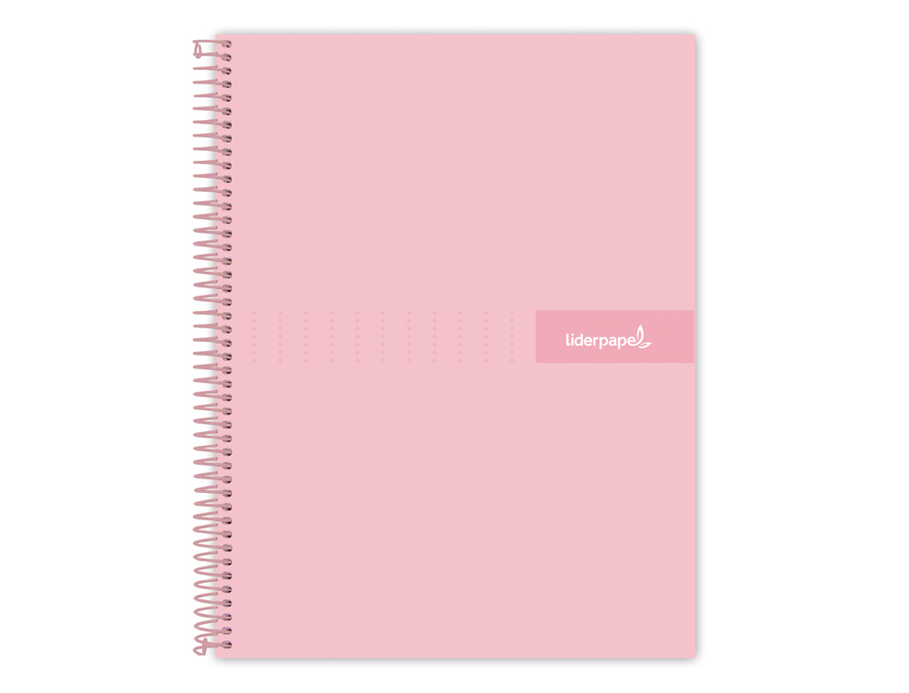 CUADERNO ESPIRAL LIDERPAPEL A4 CRAFTY TAPA FORRADA 80H 90GR CUADRO 4 MM CON MARGEN COLOR ROSA