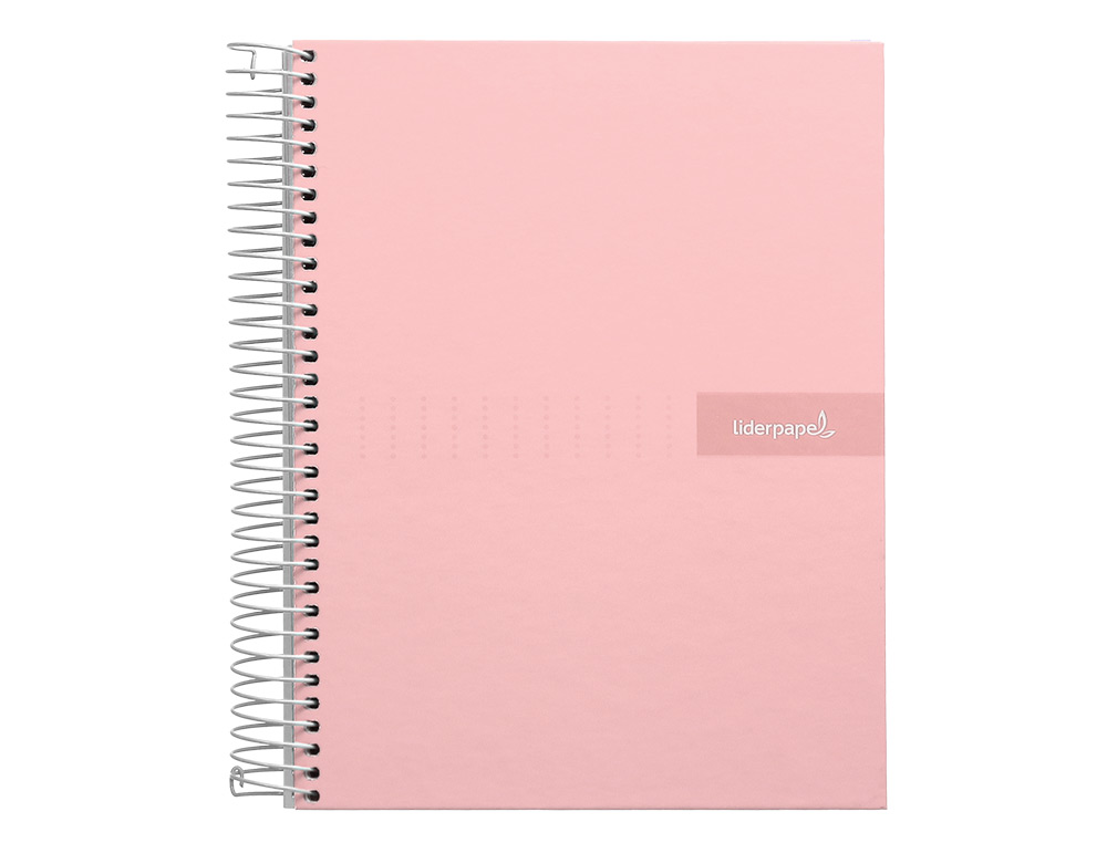 CUADERNO ESPIRAL LIDERPAPEL A4 CRAFTY TAPA FORRADA 80H 90GR CUADRO 4 MM CON MARGEN COLOR ROSA