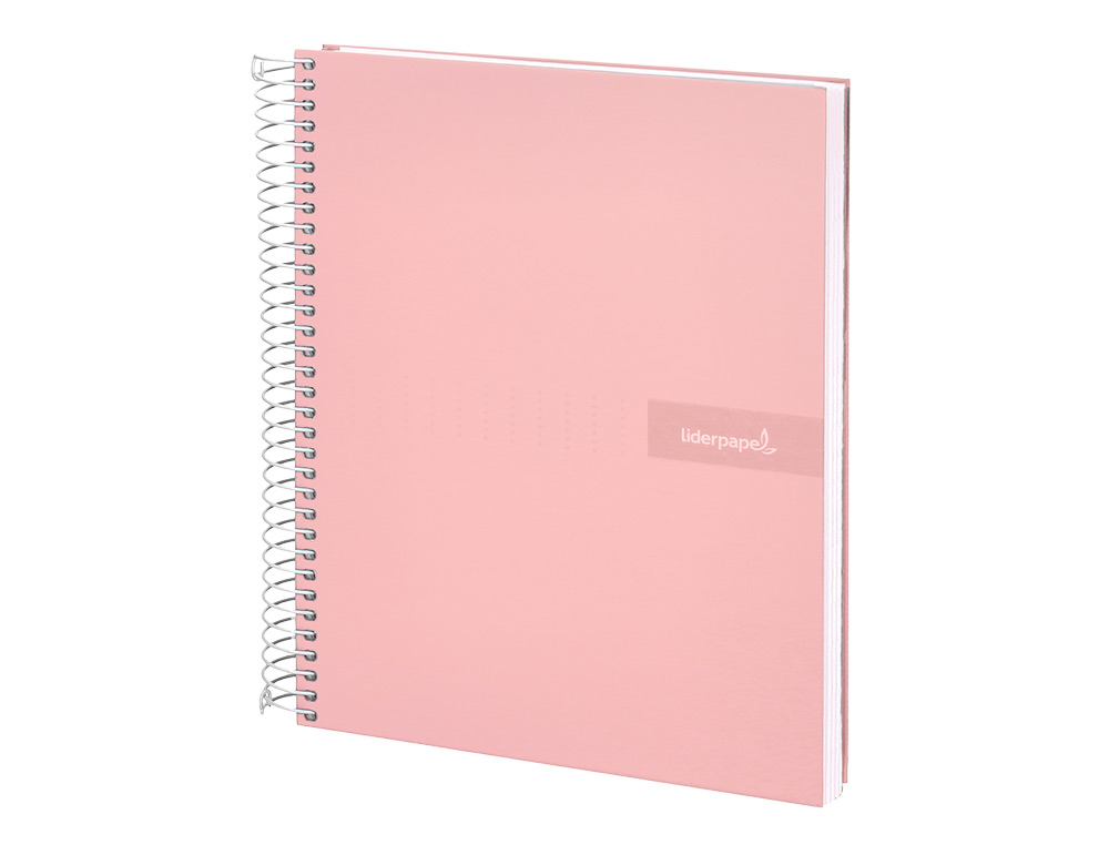 CUADERNO ESPIRAL LIDERPAPEL A4 CRAFTY TAPA FORRADA 80H 90GR CUADRO 4 MM CON MARGEN COLOR ROSA