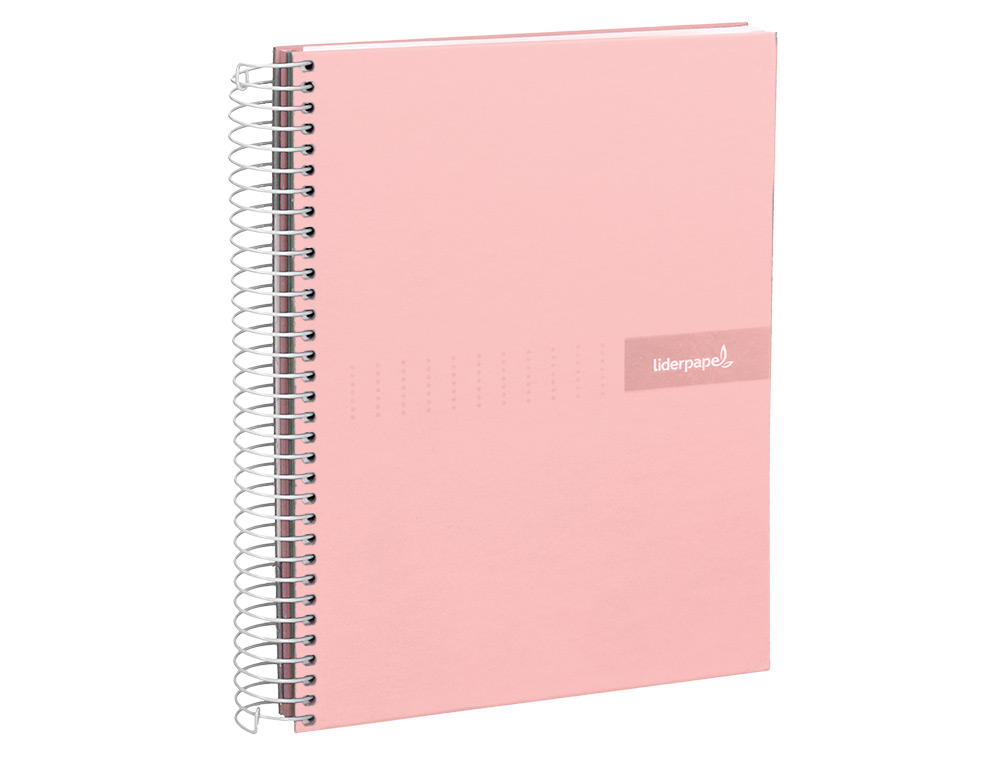 CUADERNO ESPIRAL LIDERPAPEL A4 CRAFTY TAPA FORRADA 80H 90GR CUADRO 4 MM CON MARGEN COLOR ROSA