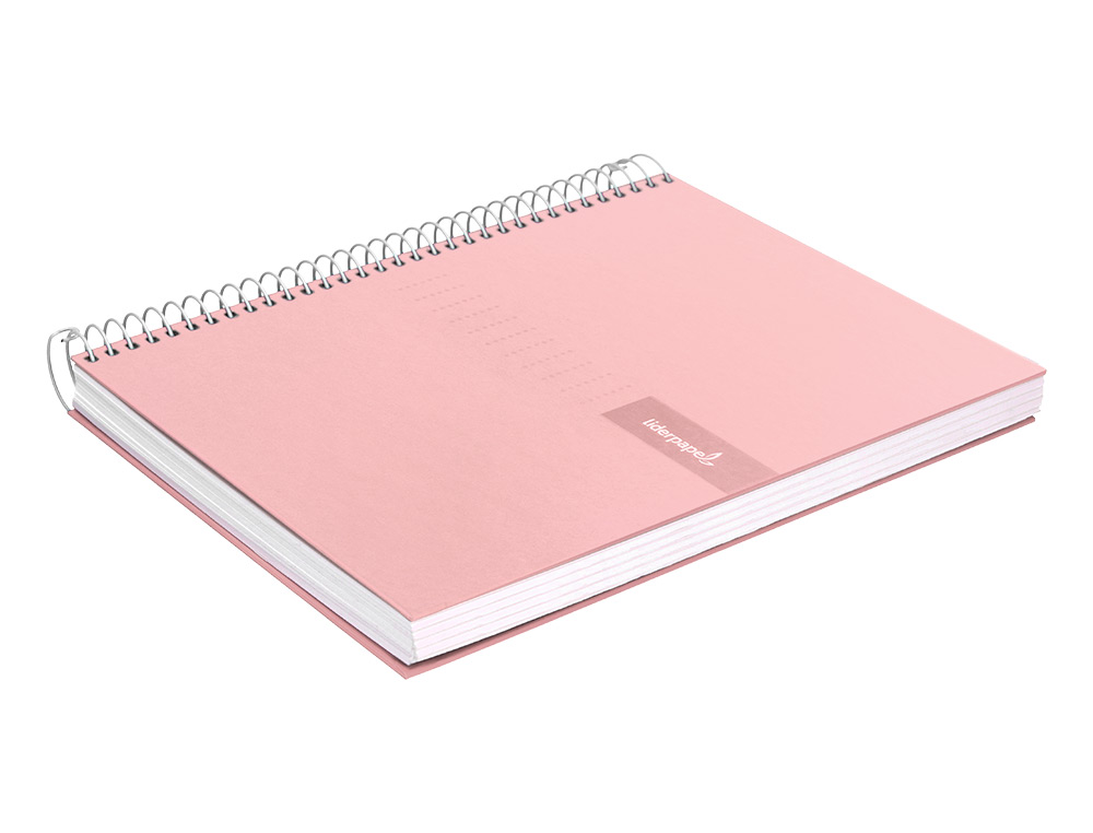 CUADERNO ESPIRAL LIDERPAPEL A4 CRAFTY TAPA FORRADA 80H 90GR CUADRO 4 MM CON MARGEN COLOR ROSA