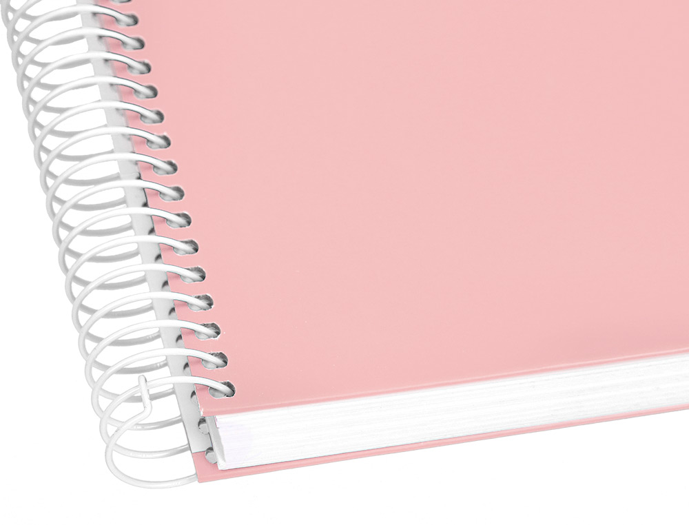 CUADERNO ESPIRAL LIDERPAPEL A4 CRAFTY TAPA FORRADA 80H 90GR CUADRO 4 MM CON MARGEN COLOR ROSA