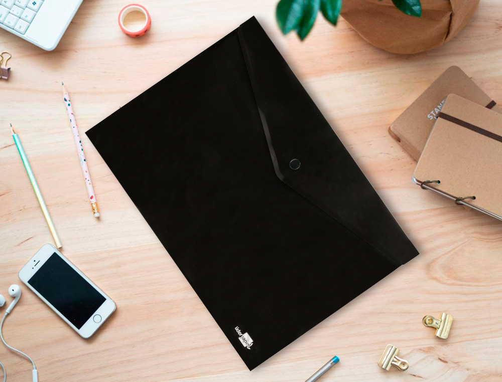 CARPETA LIDERPAPEL DOSSIER BROCHE POLIPROPILENO DIN A4 NEGRO OPACO 50 HOJAS