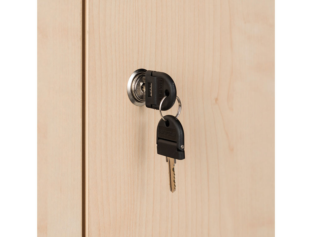 ARMARIO ROCADA CON TRES ESTANTES Y DOS PUERTAS INFERIORES SERIE STORE 156X90X45 CM ACABADO GRIS/BCO