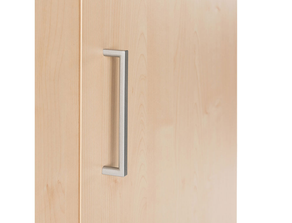 ARMARIO ROCADA CON TRES ESTANTES Y DOS PUERTAS INFERIORES SERIE STORE 156X90X45 CM ACABADO GRIS/BCO