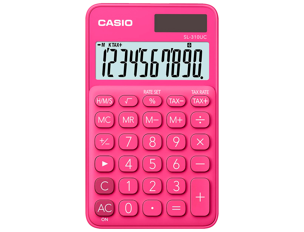 CALCULADORA CASIO SL-310UC-RD BOLSILLO 10 DIGITOS TAX +/- TECLA COLOR FUCSIA