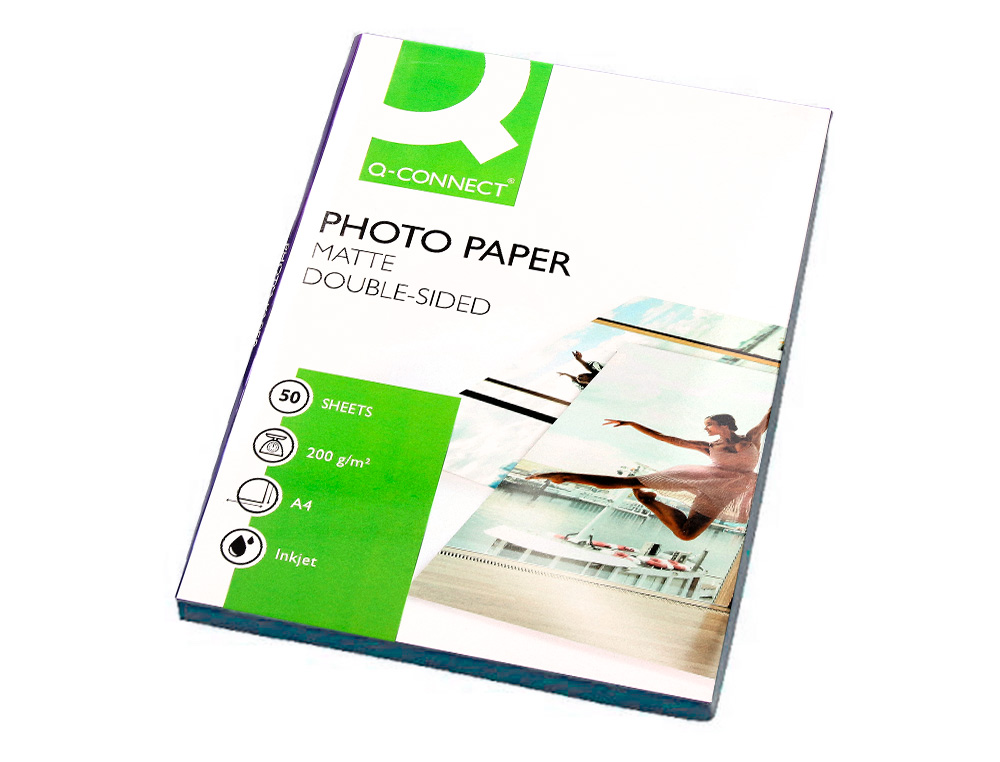PAPEL Q-CONNECT FOTO MATE DOBLE CARA DIN A4 PARA FOTOCOPIAS E IMPRESORAS INK- JET BOLSA DE 50 HOJAS 220 GR