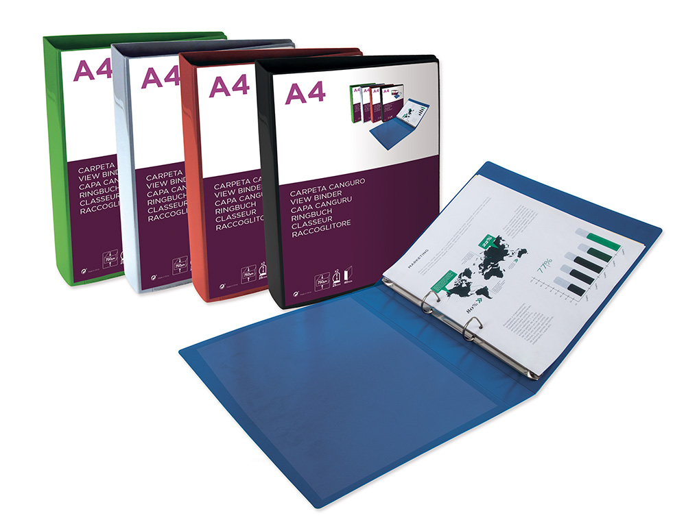 CARPETA LIDERPAPEL CANGURO 2 ANILLAS 25 MM MIXTAS POLIPROPILENO DIN A4 AZUL TRANSLUCIDO