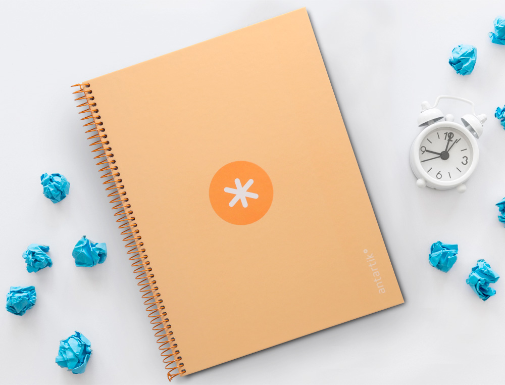 CUADERNO ESPIRAL A4 MICRO ANTARTIK TAPA FORRADA80H 90 GR HORIZONTAL 1 BANDA 4 TALADROS COLOR PEACH