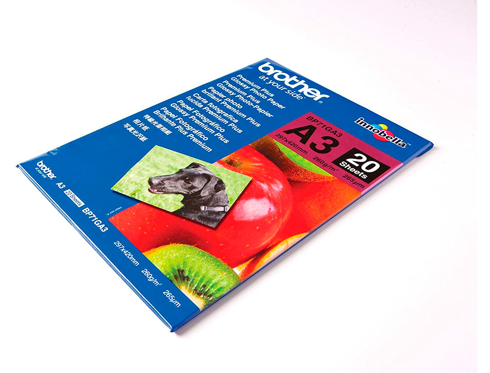 PAPEL FOTOGRAFICO BROTHER PREMIUM PLUS BRILLO DIN A3 260G/M2 INK-JET PACK DE 20 HOJAS
