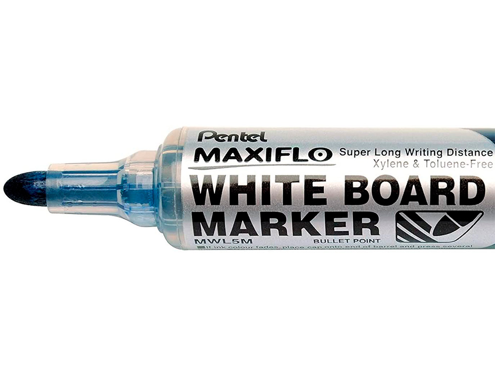 ROTULADOR PENTEL MAXIFLO PARA PIZARRA BLANCA PUNTA REDONDA 2,5-6 MM SET DE 4 UNIDADES COLORES BASICOS