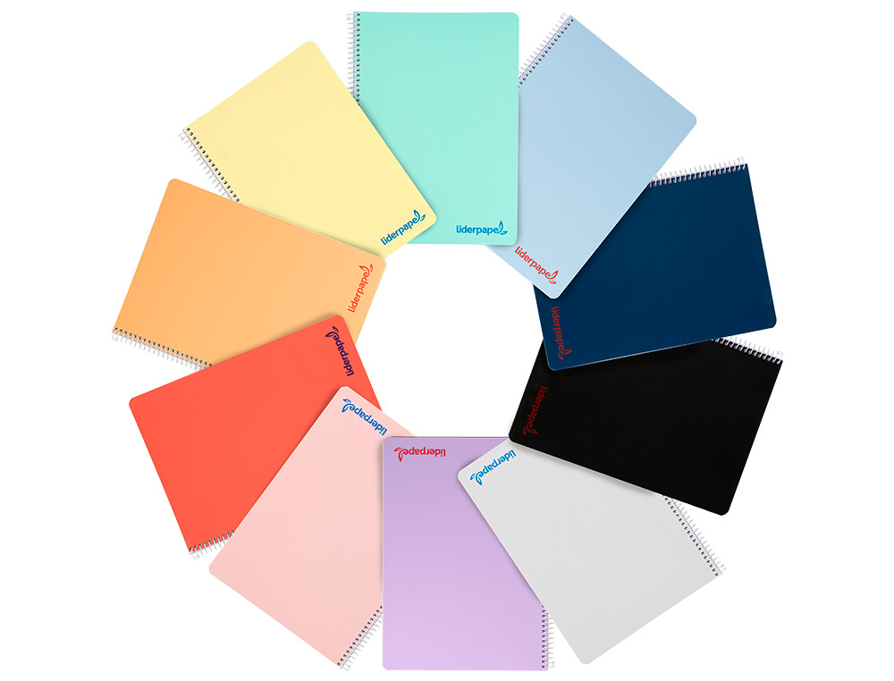 CUADERNO ESPIRAL LIDERPAPEL A4 WONDER TAPA PLASTICO 80H 90GR CUADRO 5MM CON MARGEN COLORES SURTIDOS