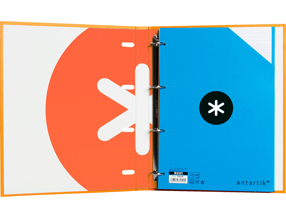 CARPETA CON RECAMBIO ANTARTIK A4 CUADRO 5MM FORRADA 4 ANILLAS 25MM REDONDAS COLOR MOSTAZA