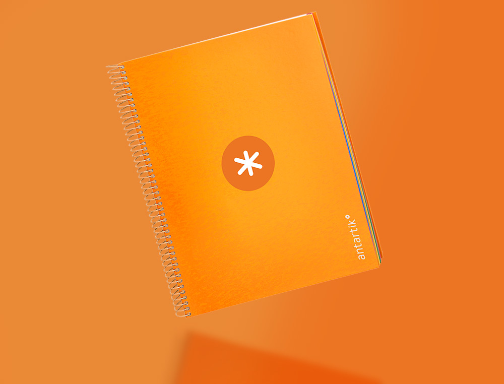 CUADERNO ESPIRAL A4 MICRO ANTARTIK TAPA FORRADA 120H 90 GR HORIZONTAL 5 BANDAS 4 TALADROS COLOR MOSTAZA