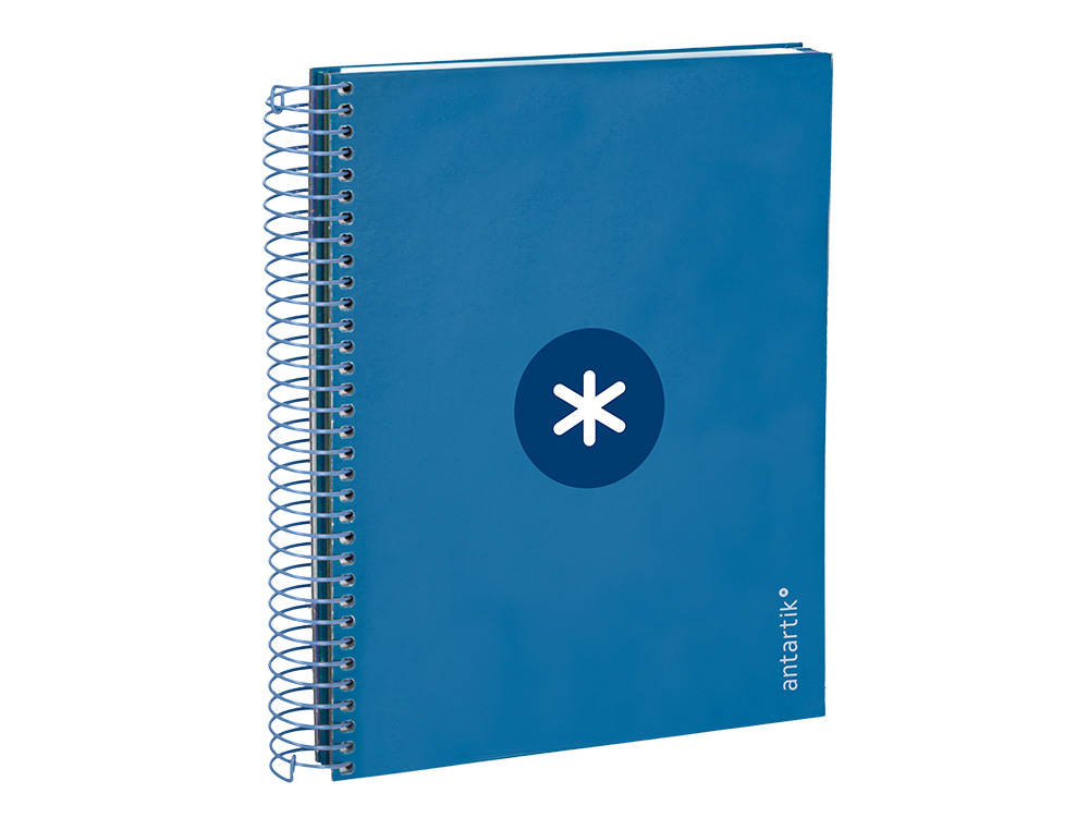 CUADERNO ESPIRAL A5 MICRO ANTARTIK TAPA FORRADA120H 90 GR CUADRO 5MM 5 BANDAS6 TALADROS COLOR AZUL OSCURO